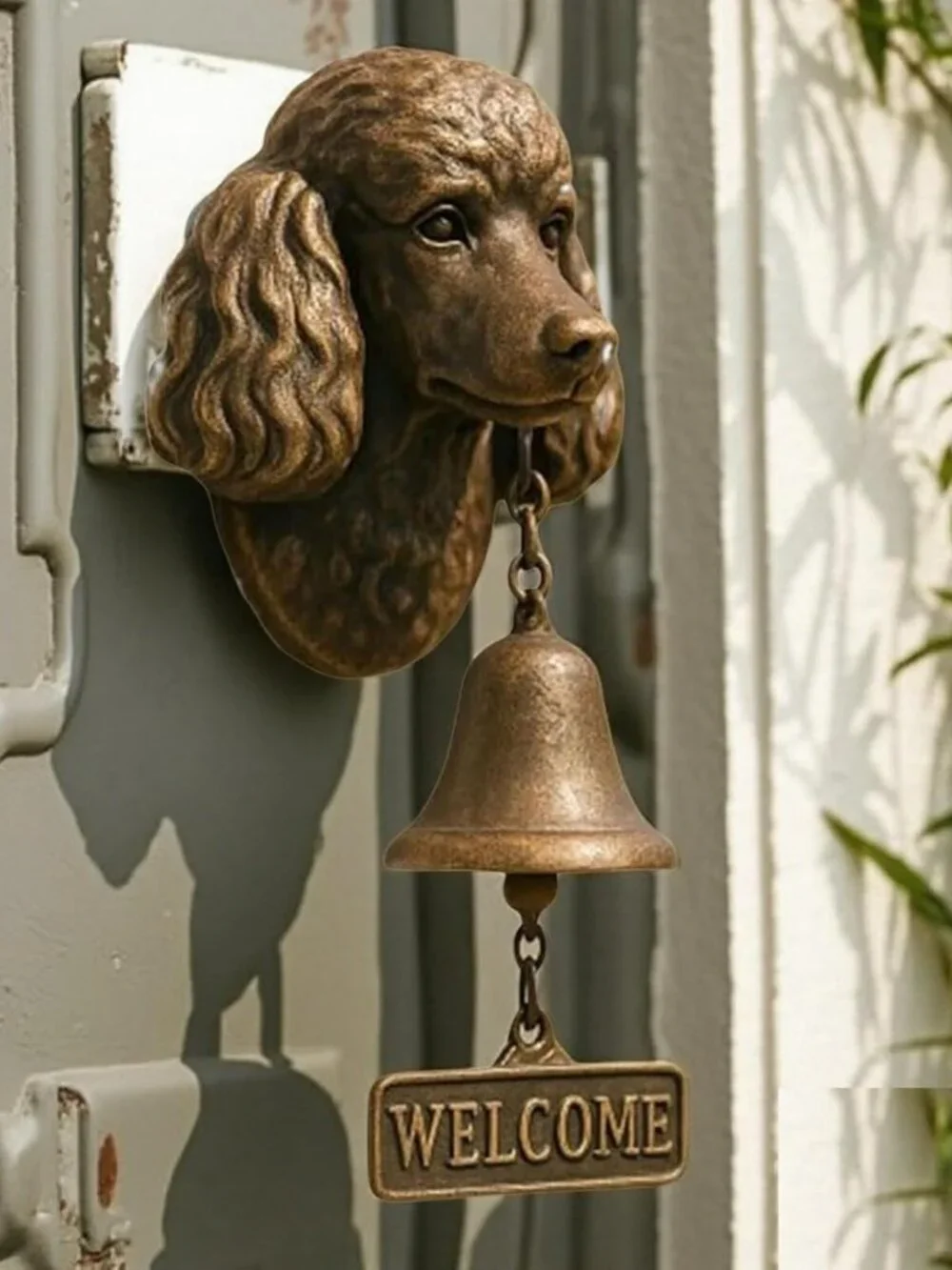 Poodle Welcome Doorbell Wall Mount Metal Bell for Inside or Outside
